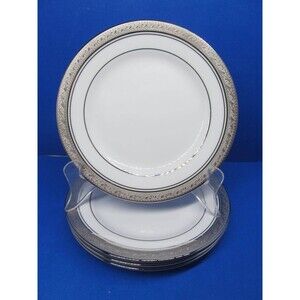 Noritake Crestwood Platinum Set Of Four 6 1/2"  Dessert Plates EUC